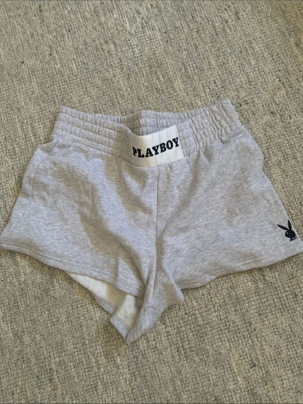 PLAYBOY Light Gray Elastic Waist Athletic Shorts